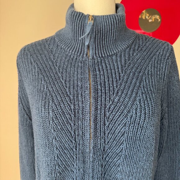 L.L.Bean Knitted Dark Blue Zippered Sweater - Picture 8 of 13